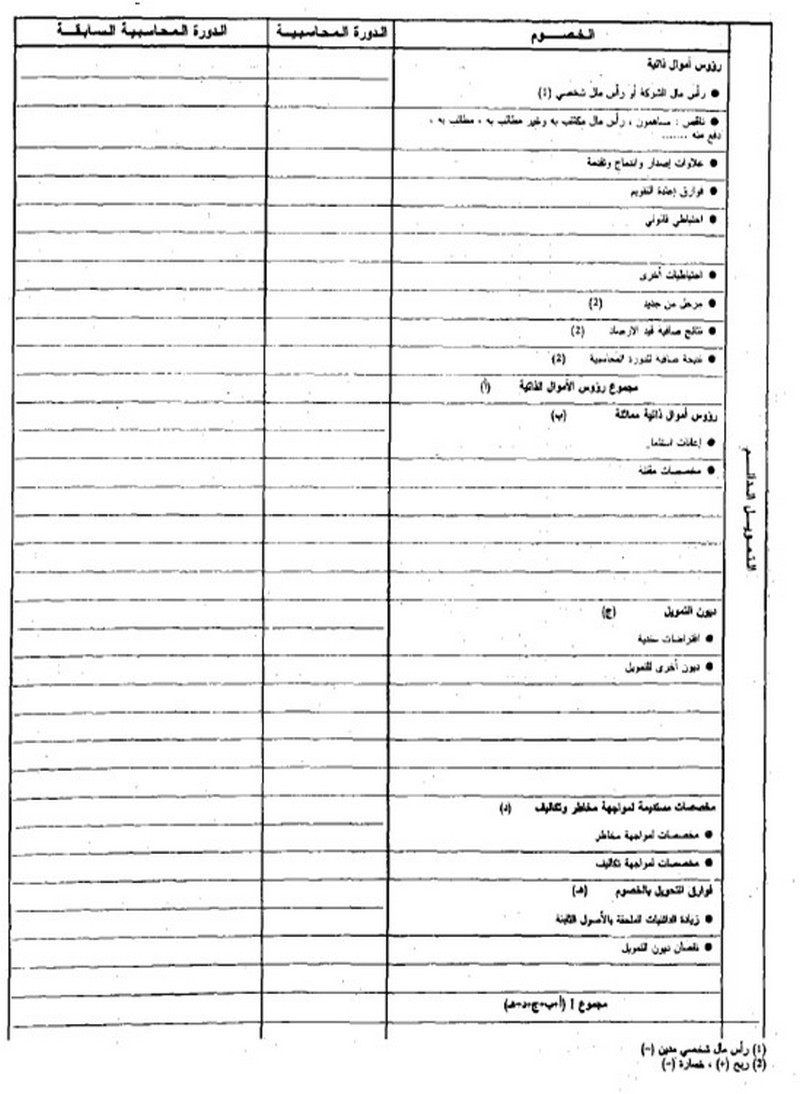 قانون القواعد المحاسبية الواجب على التجار العمل بها الصورة 3 البيانات الختامية النظام العادي